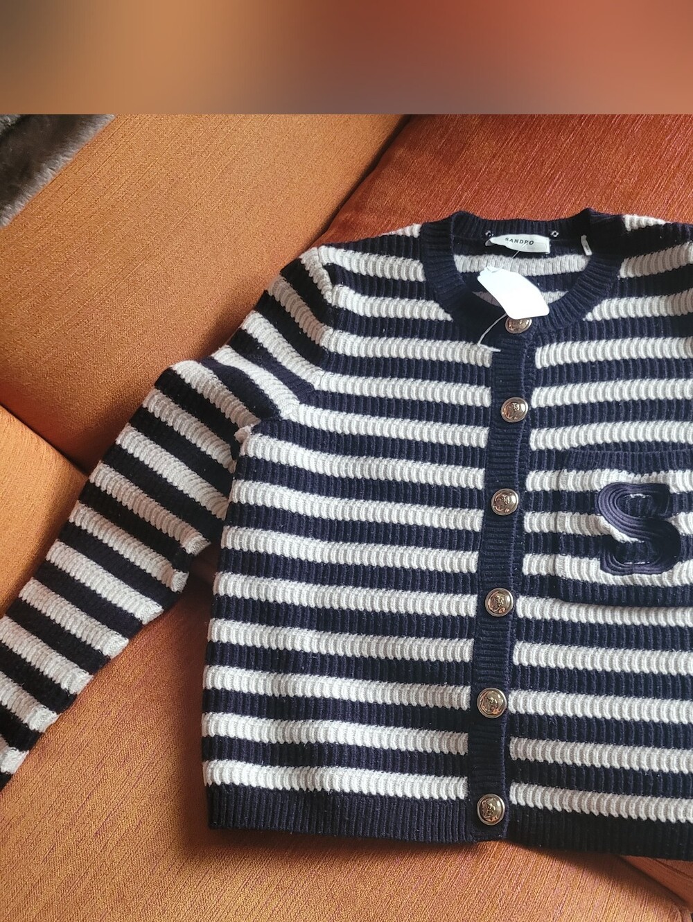 SANDRO Striped Knit Cardigan - Picture 8 of 8